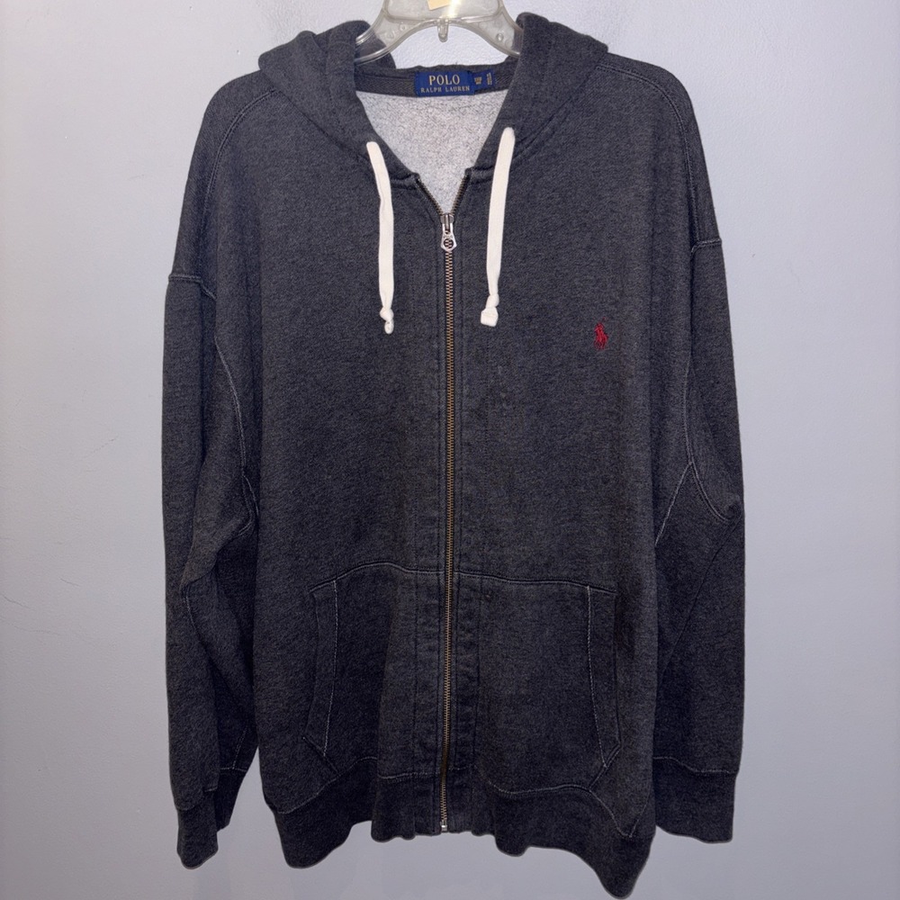 Polo Ralph Lauren Heavyweight Dark Grey Full Zip Hoodie Sweatshirt Size 3X Big